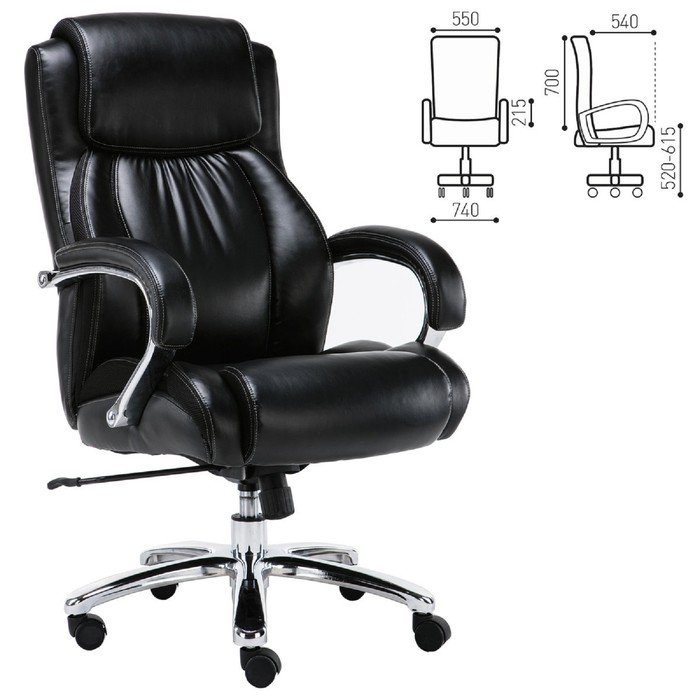 Кресло офисное BRABIX PREMIUM "Status HD-003", рециклированная кожа, хром, черное