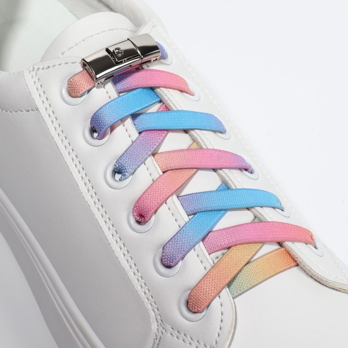 Шнурки для обуви, пара, с плоским сечением и фиксатором на магнитах, 100 см, цвет разноцветный