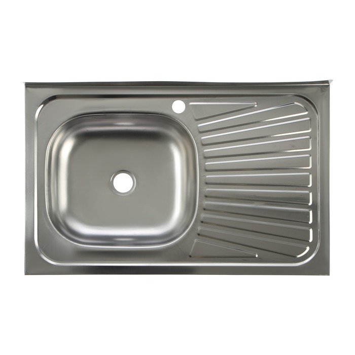 Мойка кухонная TRIO, накладная, без сифона, 80х50 см, левая, нержавеющая сталь 0.4 мм
