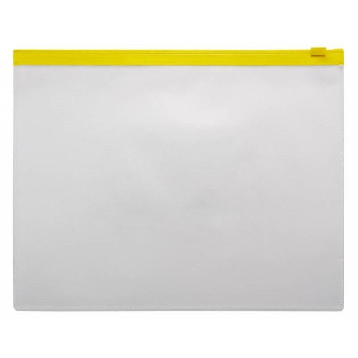Папка-конверт на ZIP-молнии A5 150 мкм, Calligrata, прозрачная, жёлтая молния