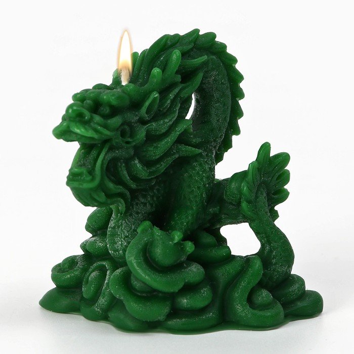 Свеча интерьерная фигурная «Дракон», зелёная, без аромата