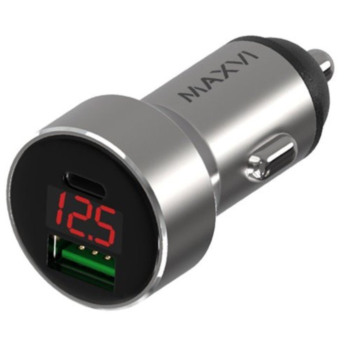Автомобильное зарядное устройство Maxvi (CCM-M602PD) USB A+USB-C, серебро