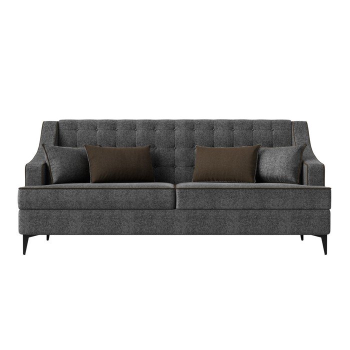 Прямой диван «Марк», рогожка, цвет серый / коричневый