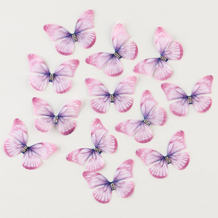 Декор для творчества «Бабочка», двухслойный, набор 12 шт.,размер 1 шт. — 5 × 4 см, цвет фиолетовый