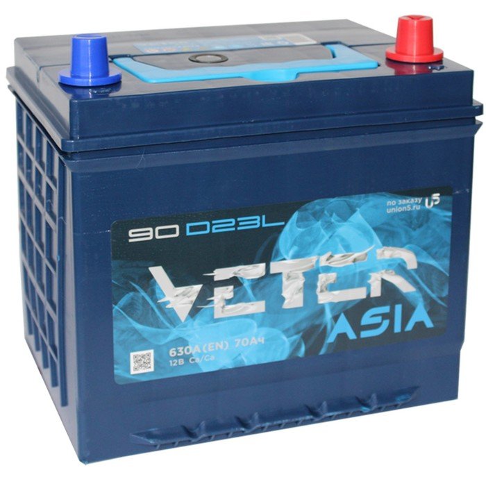 Аккумуляторная батарея Veter Asia 70 Ач 6СТ-70.0 VL 90D23FL, обратная полярность