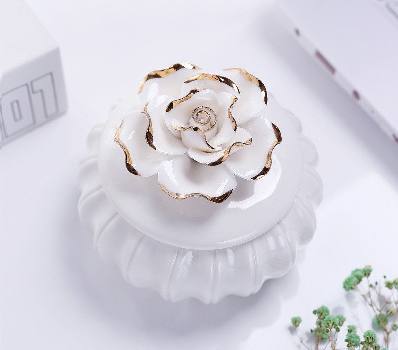 Шкатулка керамика Роза белый 125мл