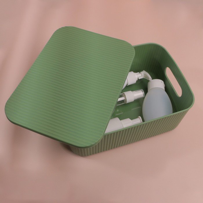 Органайзер для хранения косметических принадлежностей, с крышкой, 24 х 16,5 х 9,2 см, цвет МИКС