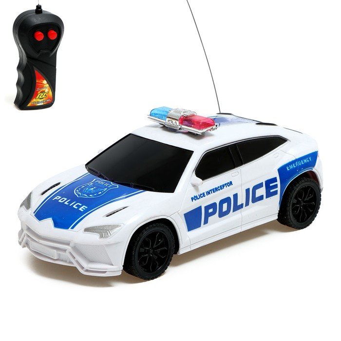 Машина радиоуправляемая «Полиция», работает от батареек, цвет бело-синий