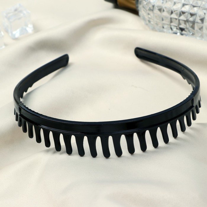 Ободок для волос "Ночка" гребень классика широкий, 2,2 см, чёрный