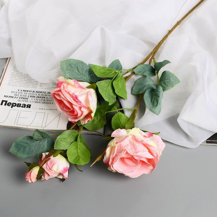 Цветы искусственные "Роза Солмус" d-7,5 см 64 см, розовый