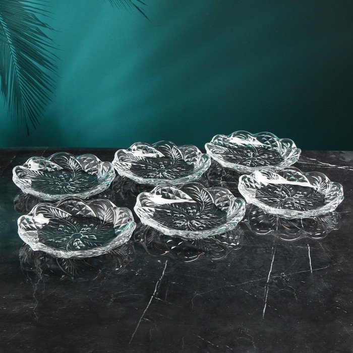 Набор стеклянных тарелок «Тойо», d=18 см, Иран