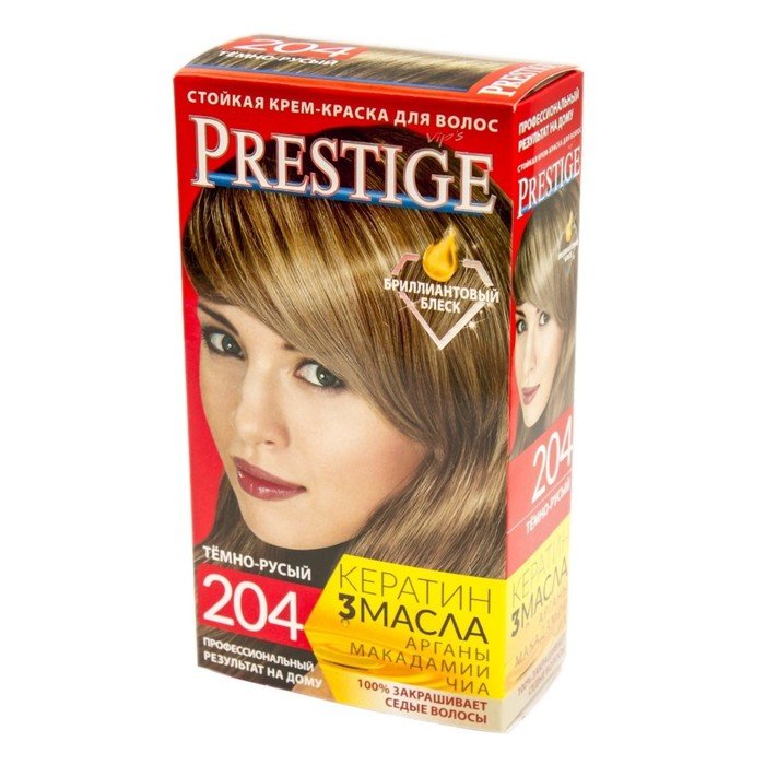 Краска для волос Prestige Vip's, 204 тёмно-русый
