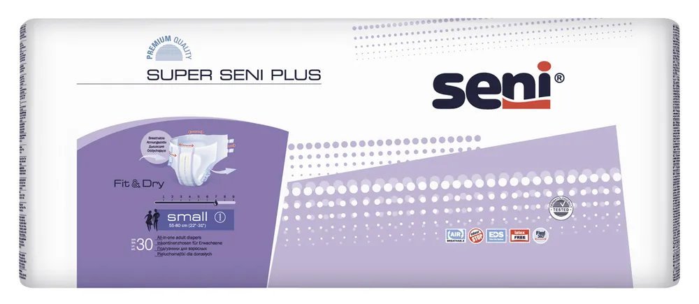 Подгузники для взрослых Super Seni PLUS small по 30 шт., обхват 55-80 см.