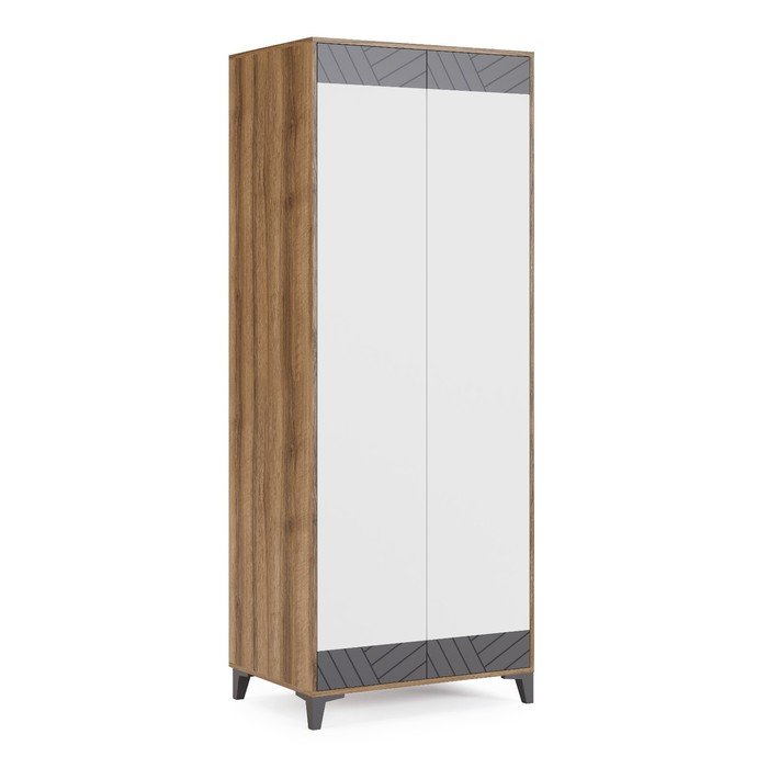 Шкаф двухдверный «Гринвич №8», 810×590×2100 мм, цвет авелано / белый / тёмно-серый