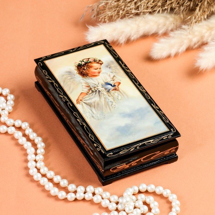 Шкатулка - купюрница «Ангелок на облаке», 8,5×17 см, лаковая миниатюра