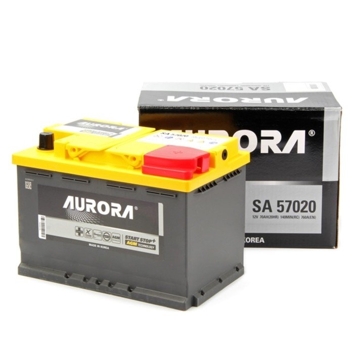 Аккумулятор AURORA DIN AGM 57020 L3, 70 Ah, 760 A, 277x174x190, обратная полярность