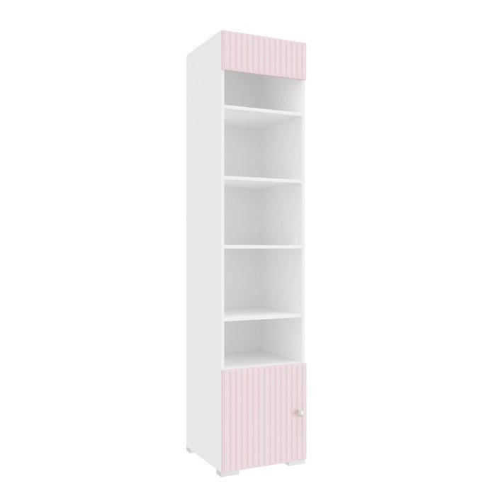 Шкаф «Алиса», комбинированный с 1-ой дверью и карнизом, 441х465х2020 мм, белый / розовый