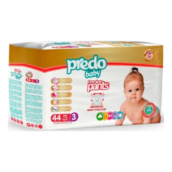 Подгузники-трусики Predo Baby Premium Pants, размер 3, 4-9 кг, 44 шт