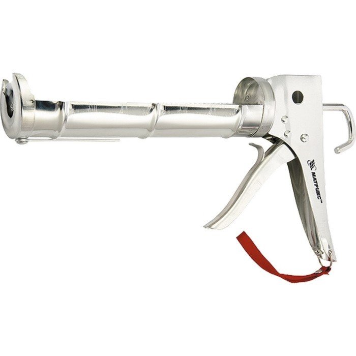 Пистолет для герметика Matrix 88640, полуоткрытый, хром, зубчатый шток, 310 мл, 7 мм