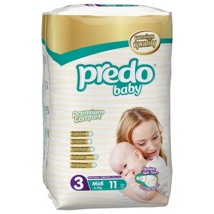 Подгузники Predo Baby Premium Comfort, размер 3, 4-9 кг, 11 шт