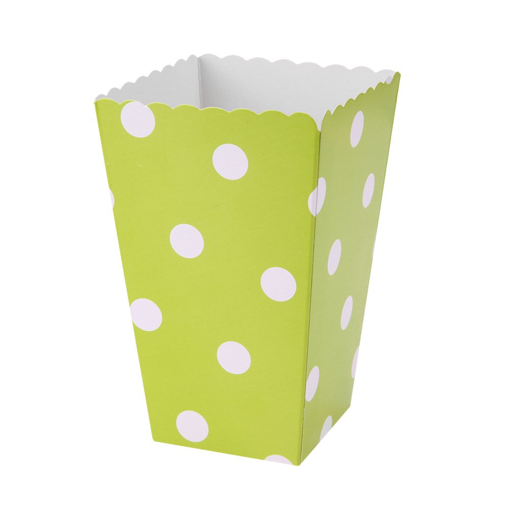 Упаковка для попкорна 8,5х8,5-16,5см зеленый в белый горошек