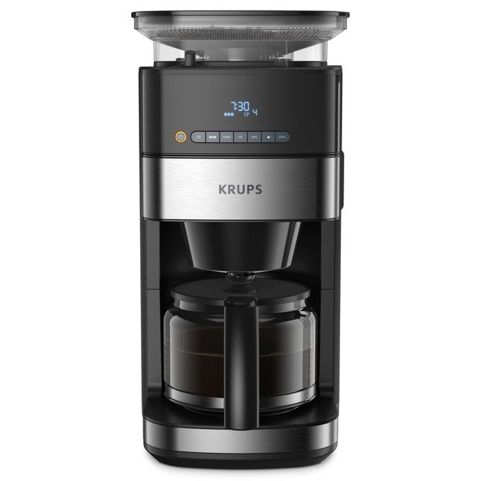 Кофеварка KRUPS KM832810, капельная, 1000 Вт, 1.25 л, чёрно-серебристая