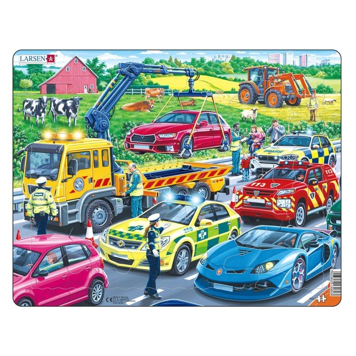 Пазл Larsen «Спасательные автомобили на шоссе», 26 элементов