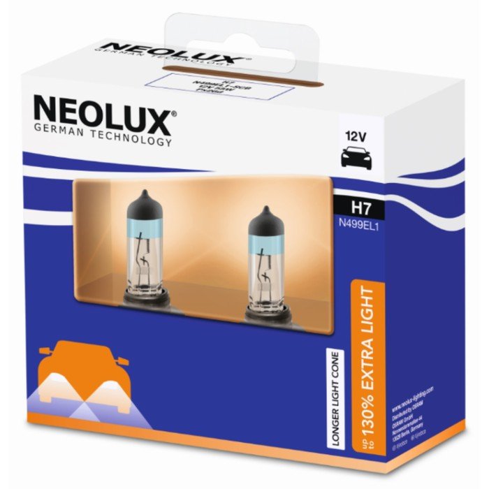 Лампа автомобильная NEOLUX Extra Light +130%, H7, 12 В, 55 Вт, N499EL1-2SCB
