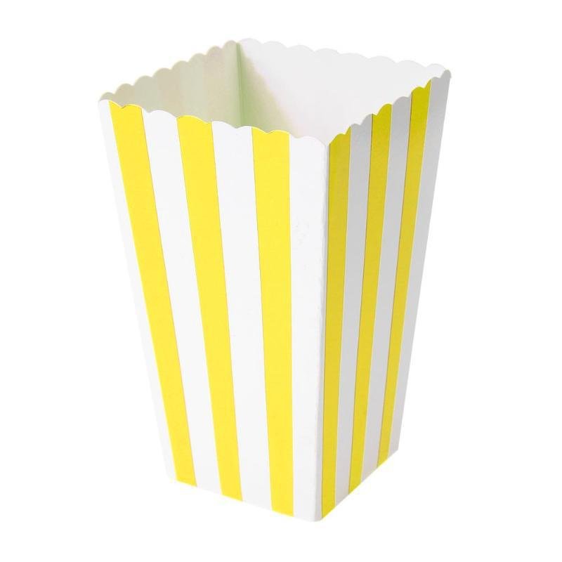 Упаковка для попкорна 8,5х8,5-16,5см желтые полосы