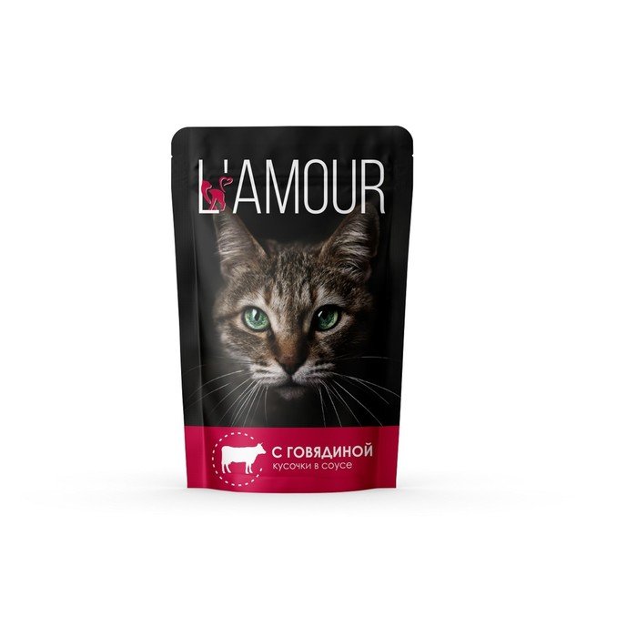 Влажный корм  "L’AMOUR" для кошек, говядина в соусе, 75 г