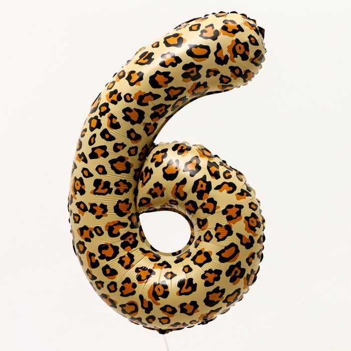Шар фольгированный 32" «Цифра 6», цвет леопард
