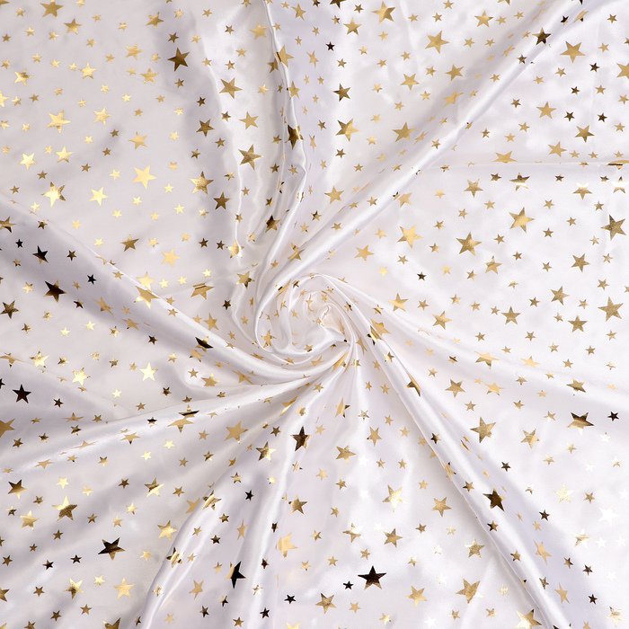 Лоскут Атлас, белый с золотыми звездами, 100*150см