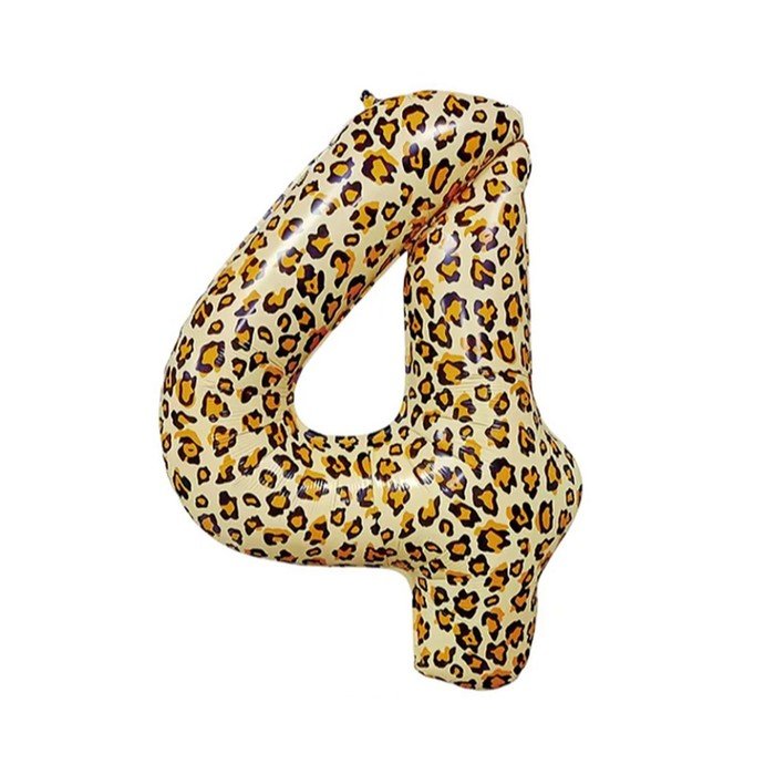 Шар фольгированный 32" Цифра 4, цвет леопард