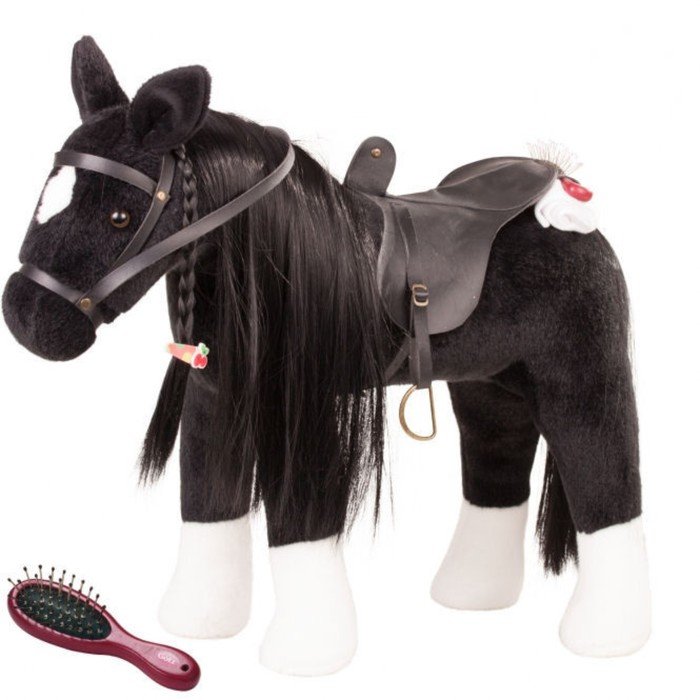 Лошадь для кукол, черная с расчёской