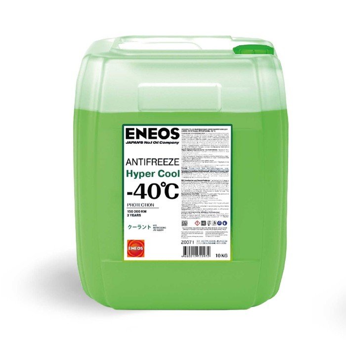 Антифриз ENEOS Hyper Cool -40 C, зелёный, 10 кг