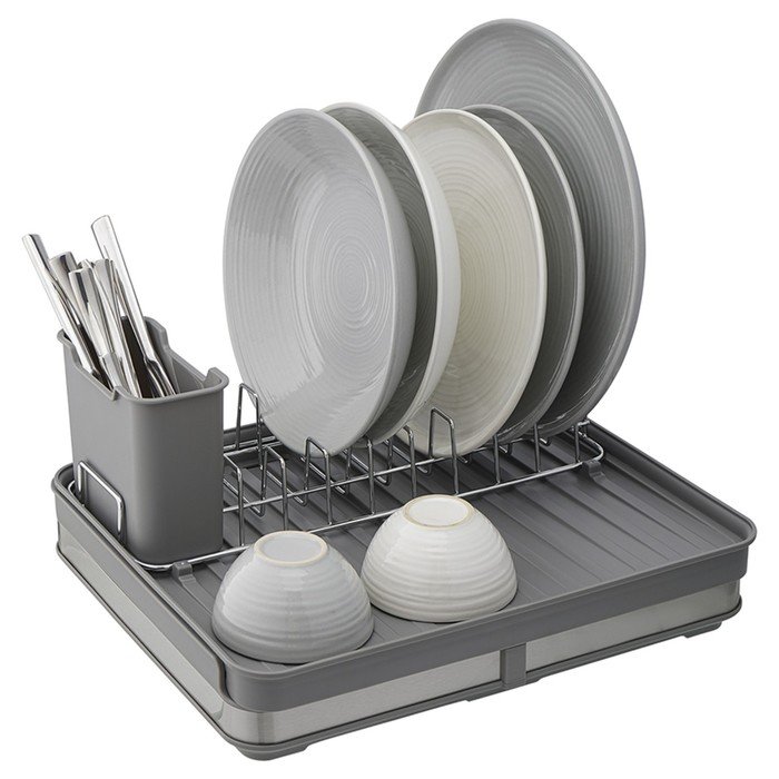 Сушилка для посуды Smart Solutions Atle, раздвижная большая, цвет серый