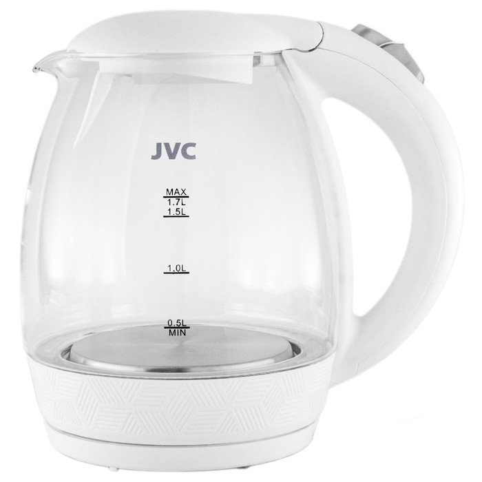 Чайник электрический jvc JK-KE1514, стеклянный, 2200 Вт, 1.7 л, белый
