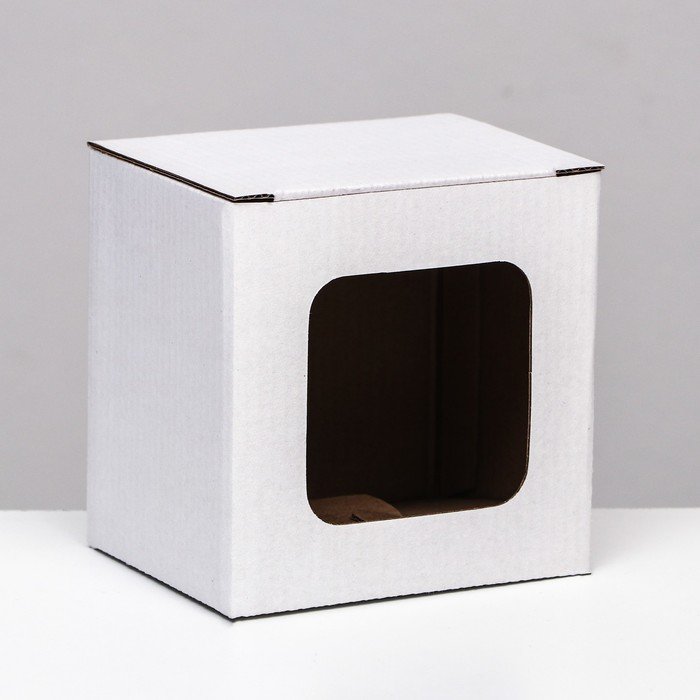 Коробка под кружку, с окном, белая 12 х 9,5 х 12 см