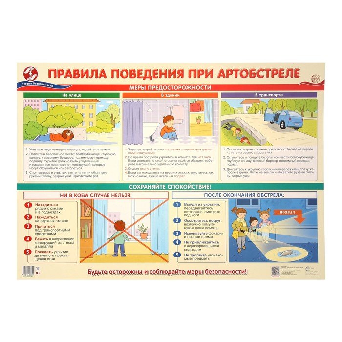 Плакат "Правила поведения при артобстреле" А2