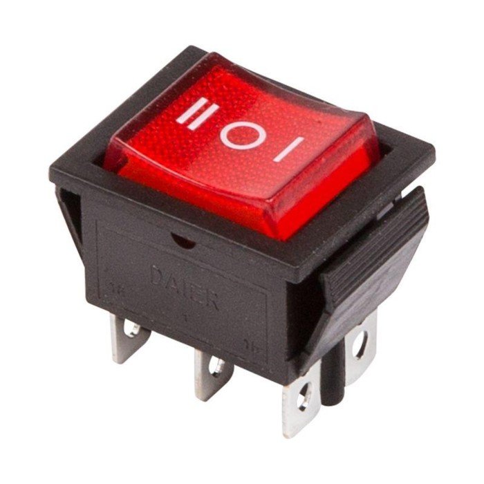 Клавишный выключатель Rexant 36-2390, 250 В, 15 А, ON-OFF-ON, 6с, красный, с подсветкой