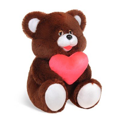 Мягкая игрушка Медведь с сердцем, 40 см, Коричневый