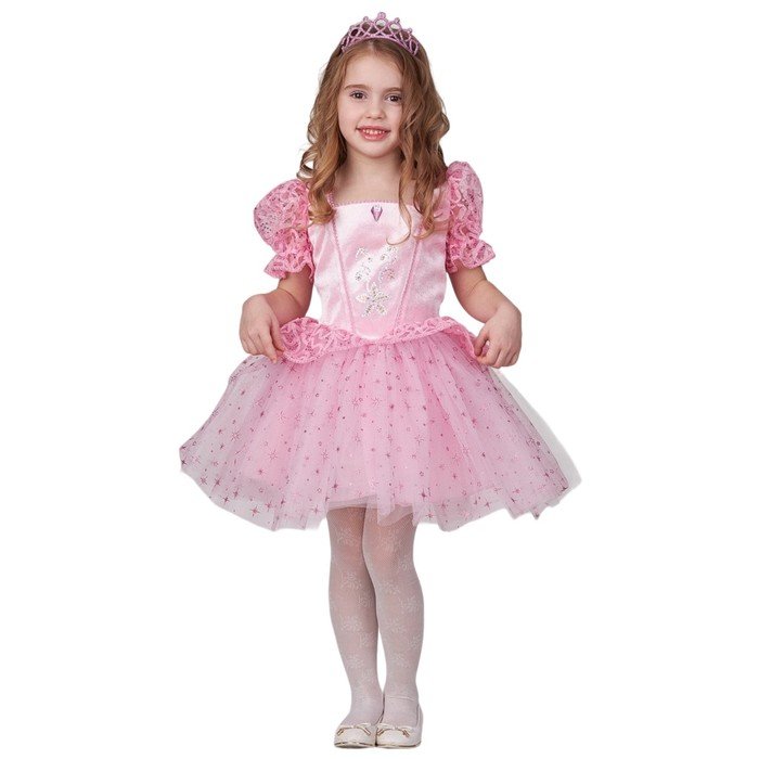 Карнавальный костюм ""Принцесса-малышка" розовая, платье, диадема, р.104-52
