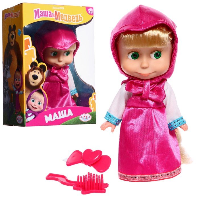 Кукла «Маша и медведь», 15 см, без звука, в розовом платье