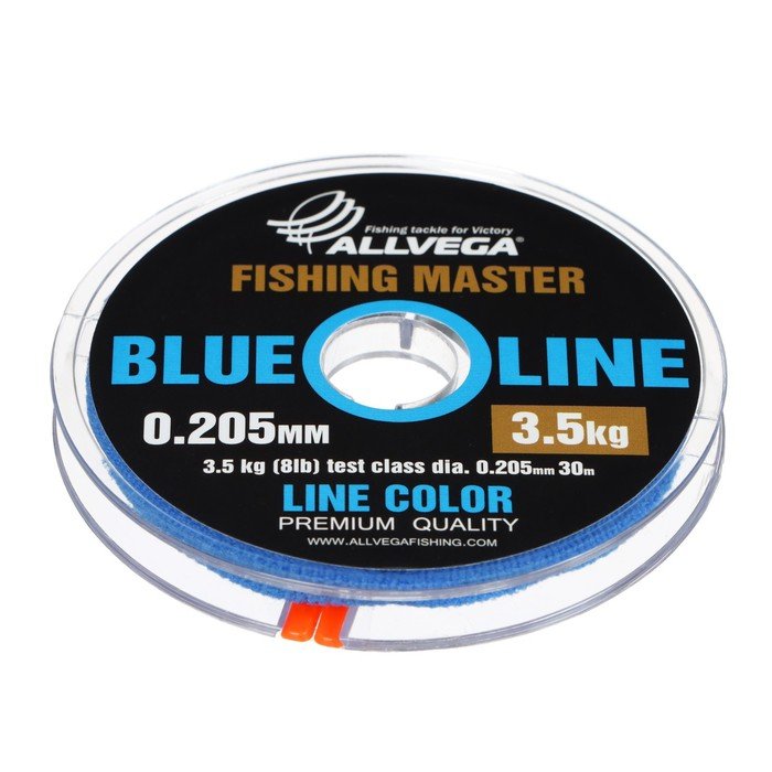 Леска монофильная ALLVEGA Fishing Master, диаметр 0.205 мм, тест 3.5 кг, 30 м, голубая