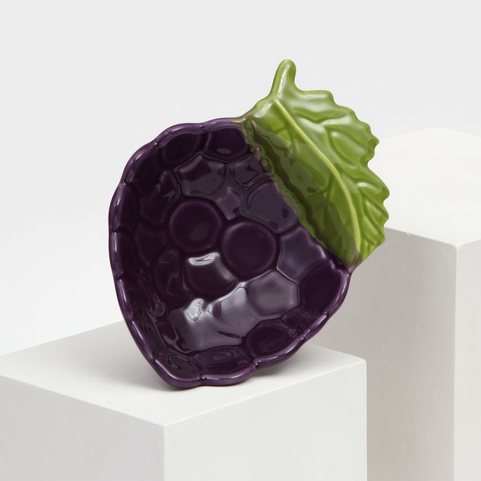 Тарелка керамическая "Ежевика", глубокая, фиолетовая, 17 см, 1 сорт, Иран
