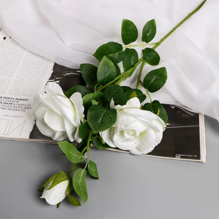 Цветы искусственные "Роза плетистая" d-10 см 67 см, белый