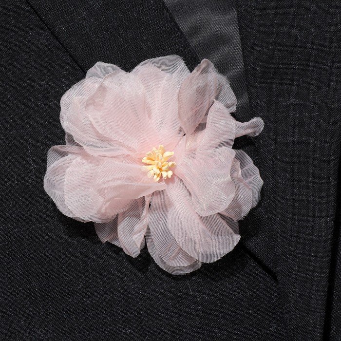 Брошь-заколка текстильная "Цветок" азалия, цвет розовый