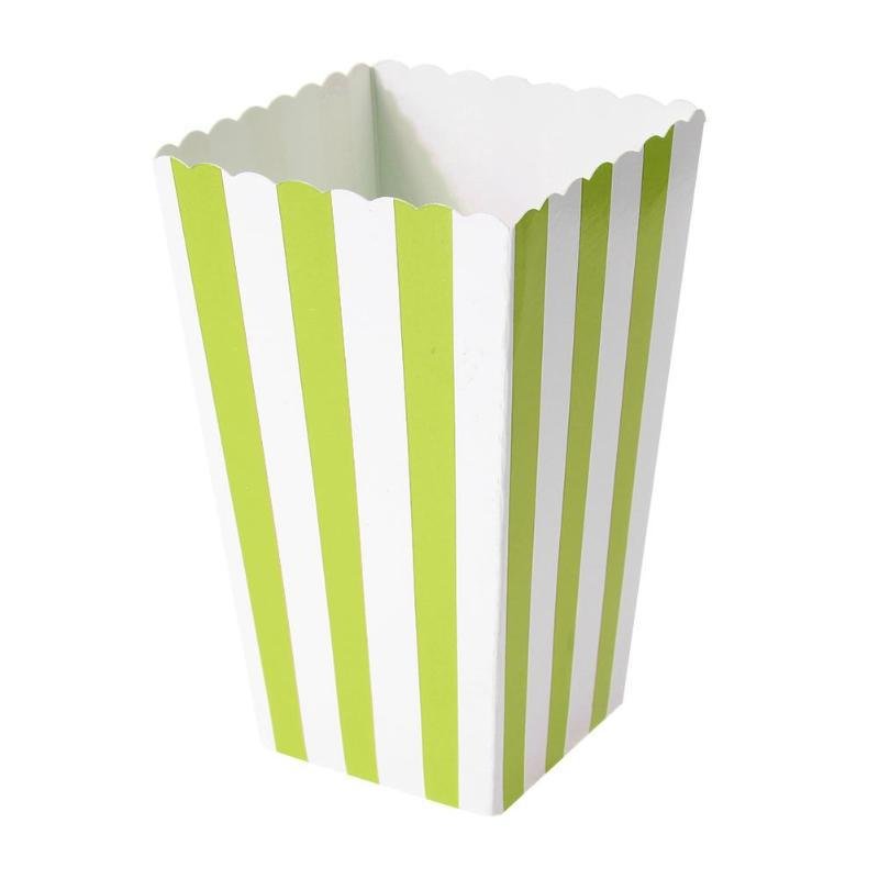 Упаковка для попкорна 8,5х8,5-16,5см зеленые полосы