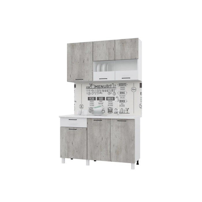 Кухонный гарнитур Trend 1300, 60х130см, МДФ, бетон лайт-белый эмалит
