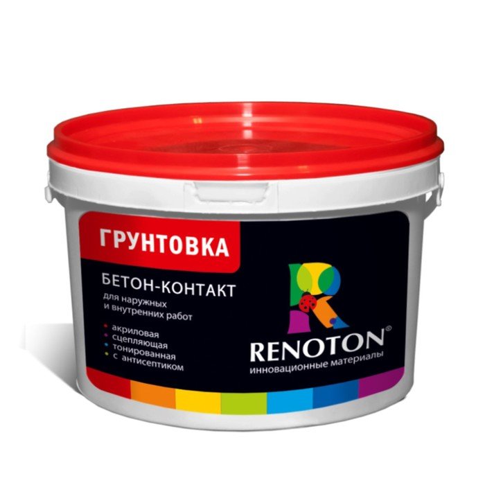 Грунтовка Бетон контакт «RENOTON» сцепляющая, цвет розовый 14кг